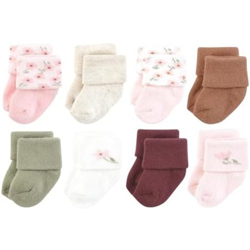 Hudson Baby Unisex Baby Cotton Rich Newborn and Terry Socks, Blue Sage Stripe, 0-6 Months
