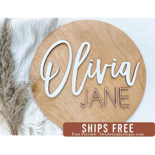 Nursery name sign, round name sign, above crib sign, 3d name sign, baby name sign, boy name sign, girl name sign, custom name sign
