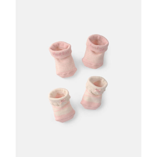 Baby Girl 2-Pack 'Hello Baby' Foldover Booties - Pink | Carter's