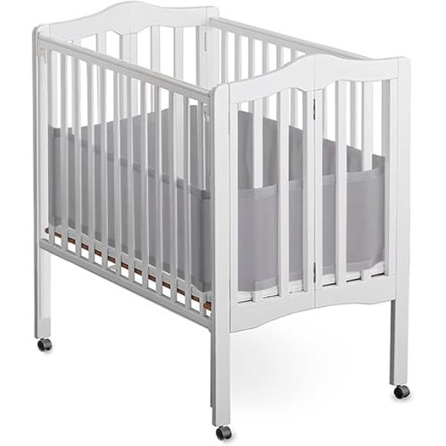 Mini Crib Breathable Mesh Liner by BreathableBaby, Classic 3mm Mesh, Gray, Size 4M Covers 4 Sides FITS MINI CRIBS WITH 38x24” MATTRESS ONLY