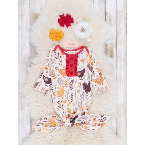 Red Hen Party  Ruffle Knot Gown