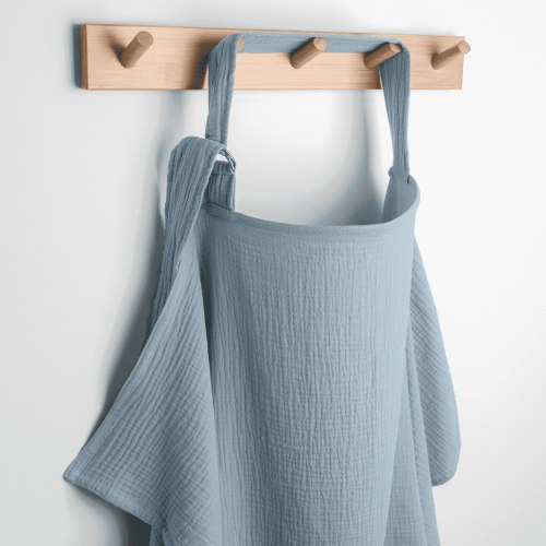 Comfy Cubs Breathable Nursing Cover - 100% Muslin Cotton, with Rigid Hoop, Pacific Blue