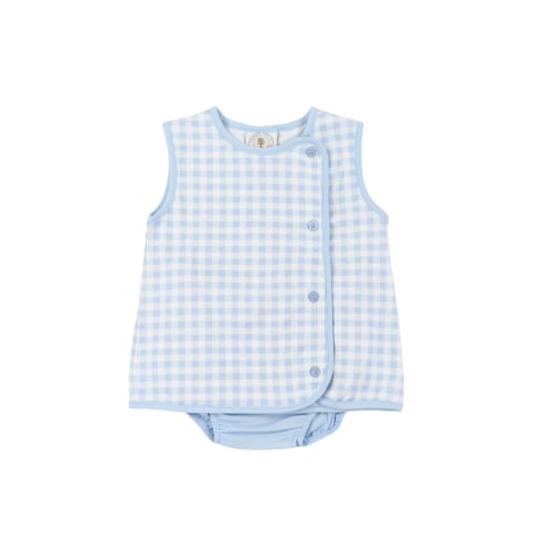 Cypress Row Classic Gingham Blue Boy Diaper Set- Newborn