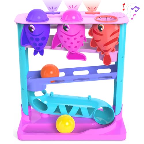 Move2Play, Feed The Fish | 30+ Fin-Tastic Songs & Phrases | Baby & Toddler Musical Toy | First Birthday Present for 1+ Year Old | Ages 6-24 Months | Boy & Girl Ball Drop Toy