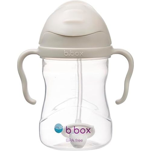 b.box Sippy Cup with Weighted Straw, Leak & Spill Proof, Easy Grip, BPA Free, Dishwasher Safe, Sip from Any Angle. Ideal for Babies 6m+ to Toddlers. (Latte, 8oz)