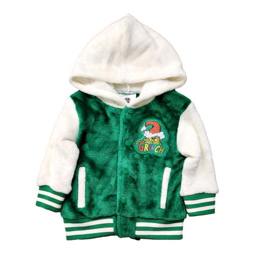 Infant Boys Green Fleece The Grinch Hooded Snap Front Jacket 12 Months