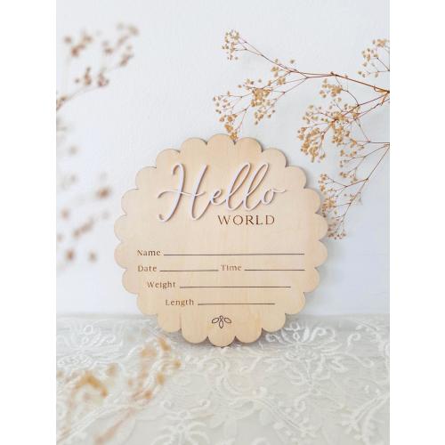 Hello World Scalloped Sign for Newborn photos