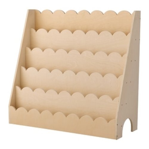 UIMOSO Montessori Bookshelf, 5-Tier Scalloped Kids Bookshelf, Front Facing Toddler Bookcase, Dual Hooks for Hanging Backpacks