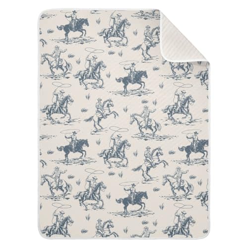 Cowboys Horse Western Baby Blanket for Boys Girls Vintage West Desert Nursery Swaddling Wrap American Wild Soft Unisex Toddler Newborn Blanket Receiving Blankets Stroller Crib, 30x40 Inch