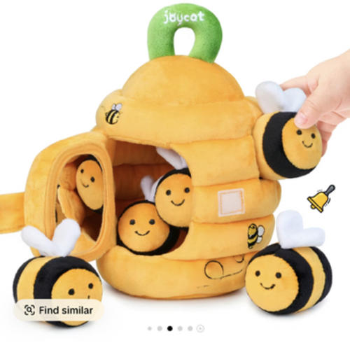JoyCat Baby Toys 6-12 Months, Soft Bee Treehouse Unisex Sensory Toy Set - 5 Bees/Squirrels, Rattle, Crinkle Paper, Squeaker, Mirror, Busy Montessori Soft Toys for Toddlers 0-3 Years Old - Gifts for Baby - TikTok Shop