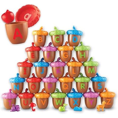 Learning Resources Alphabet Acorns Activity Set, Develops Letter Recognition, Educational Toys for Toddlers, Homeschool, Visual & Tactile Learning Toy, 78 Pieces, Ages 3+