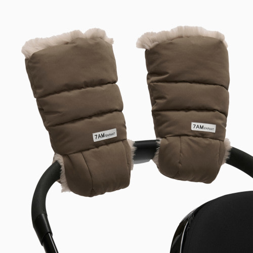 7AM Enfant Warmmuffs - Moss Brown/Greige Fur