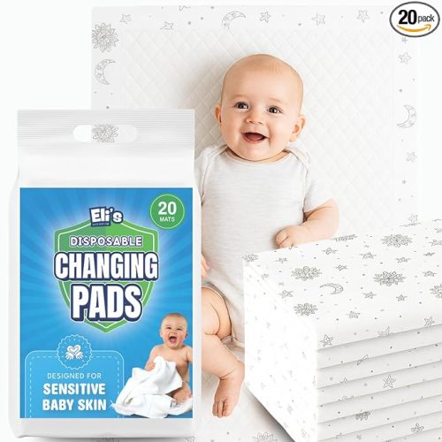 Eli with Love Disposable Baby Changing Pads - Soft, Waterproof & Leakproof Liners Absorbent Underpads - Large Travel Size Diaper Changing Mat for Home, Car, Diaper Bag - (20 Pack, Boho)