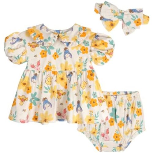 Disney Baby Girls' Dress, Bloomers and Headband Set Newborn to Infant