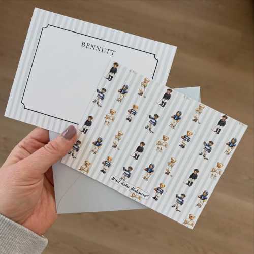 Preppy Sport Bear Personalized Stationery Set
