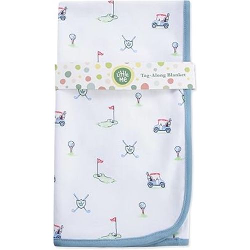 Little Me Blankets for Baby Boys' Swaddling Receiving Blanket, Blue Golf Club, 30 x 27 Inches