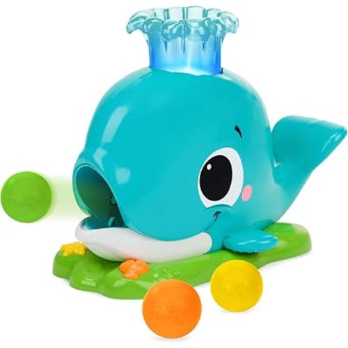 Bright Starts Silly Spout Whale Popper Toy for 6 Months and Up, Toddlers 1-3, Having A Ball Collection, Baby Ball Drop Toy, 3 Balls Included, Music & Lights