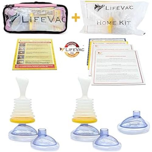 LifeVac Home & Pink Travel Kit Combo - Portable Suction Rescue Device, First Aid Kit for Kids and Adults, Portable Airway Suction Device for Children and Adults