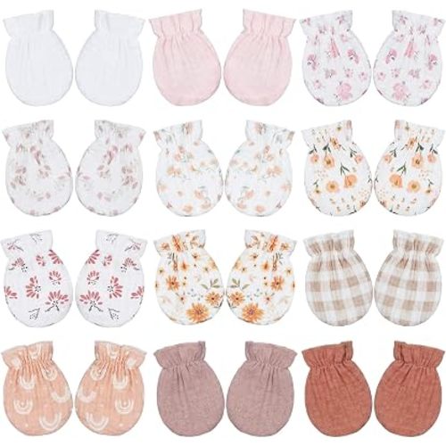 Chicingyou Muslin Baby Mittens for Newborn 100% Cotton No Scratch Boho/Mallard Duck/Morandi Infant Gloves for Baby 0-6 Month