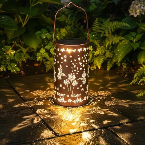 FLAGWIX Hummingbird Solar Lanterns Outdoor Waterproof Garden Decor for Outside Gifts for Women Men Birthday Gifts for Mom Grandma Decorative Lanterns for Yard Patio Balcony Porch