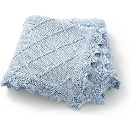 Hadetoto 100% Organic Cotton Baby Blanket for Boys Girls, 31.5x40 Inches