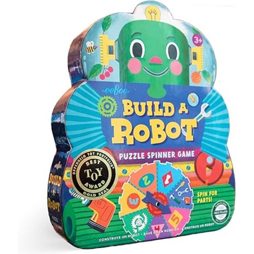 eeBoo: Build a Robot Spinner Game, Combines Simple Numbers with Fun, 2 to 4 Players, 15-30 Minute Play Time, Encourages Imaginative Play, For Ages 3 and up
