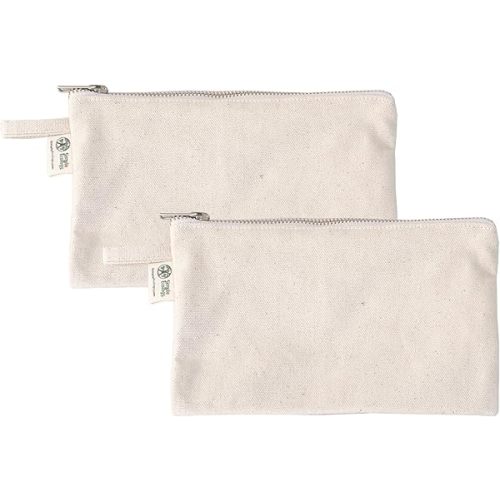 Simple Ecology Organic Cotton Canvas Zipper Toiletry, Cosmetic, Travel, Pencil Pouch - Natural