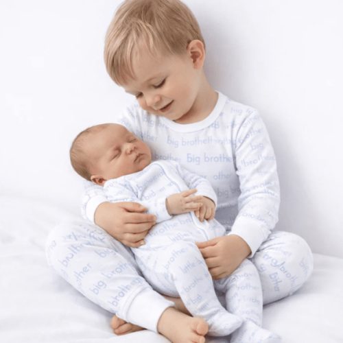 Baby Boy Little Brother Print Footie - Peruvian Pima Cotton - Magnolia Baby