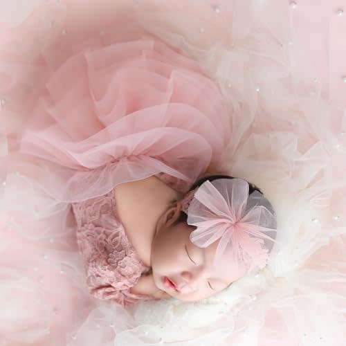 Newborn Photography Outfits Girls Baby Photo Props Lace Romper & Headress