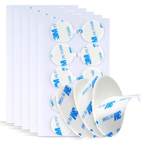 3M Round Double Sided Adhesive Dia. 1'' 50 Pcs Waterfroof Removable | 1600T PE Foam Tape, Adhesive for House Office Hanging Poster Picture Photo Logos