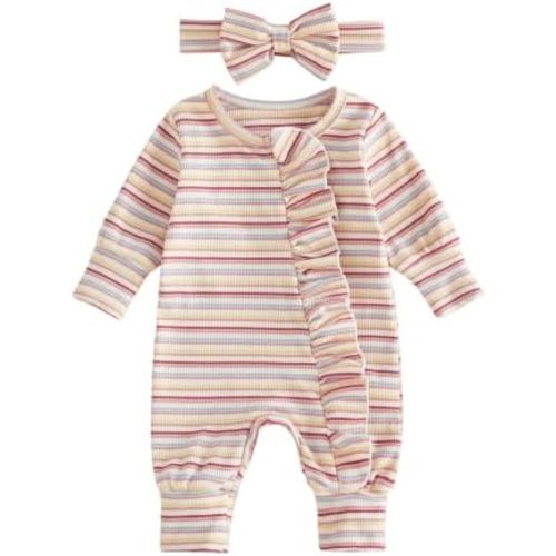Newborn Infant Baby Girl Fall Outfit Romper 3 6 Month Girls Footie Headband