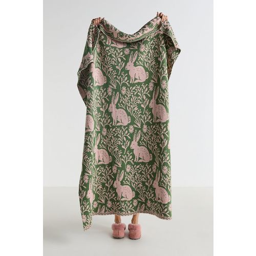 Cotton Knit Floral Animal Throw Blanket