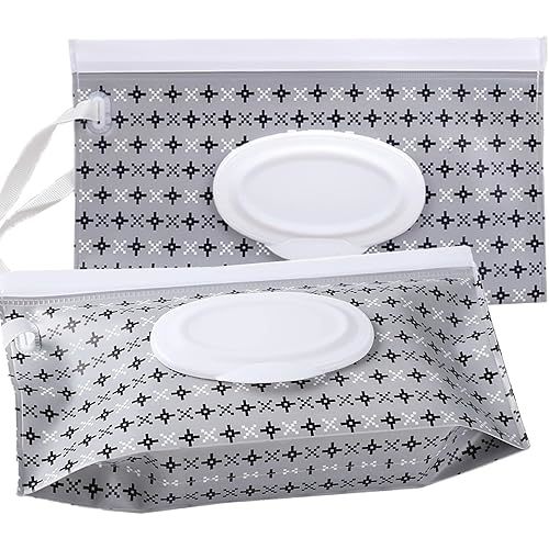 Baby Wipe Dispenser, 2 Pack Reusable Baby Wipe Container, Portable Refillable Baby Wipe Holder Wipes Pouch for Travel & Home Use