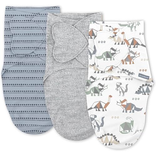 SwaddleMe by Ingenuity Monogram Collection Baby Swaddle Blanket, Dino Mite