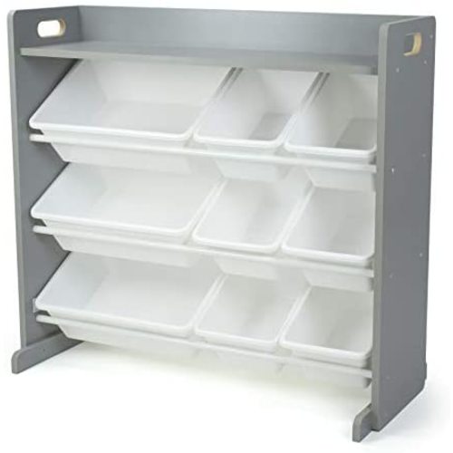 Humble Crew Inspire Toy Organizer with Shelf and 9 Storage Bins, Grey/White