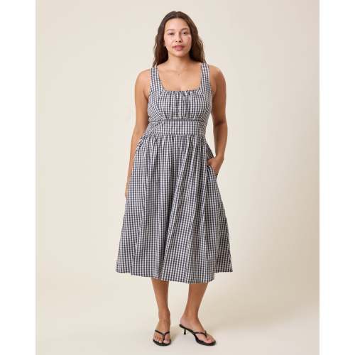 Gracie Poplin Nursing Midi Dress | Black & White Gingham - Kindred Bravely