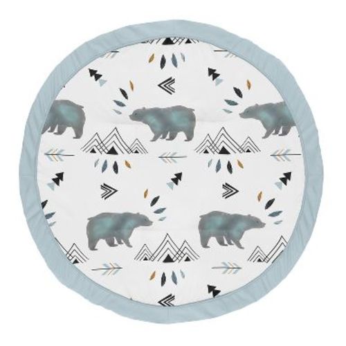 Sweet Jojo Designs Boy Baby Tummy Time Playmat Bear Mountain Blue Black and White