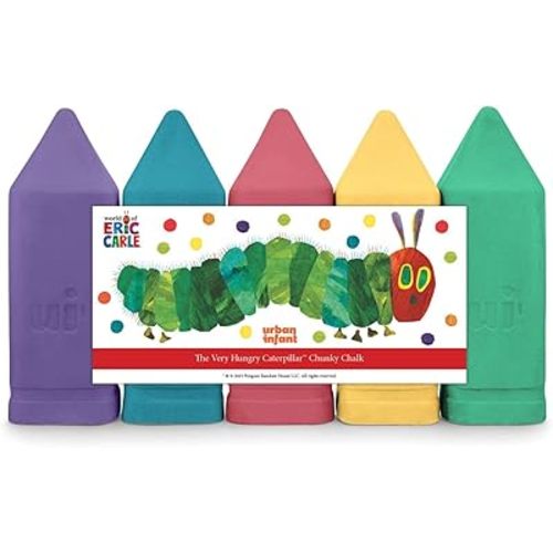 Urban Infant Non-Toxic Sidewalk Chalk for Toddlers 1-3 and Kids - Washable Outdoor Jumbo Chalk - The Very Hungry Caterpillar