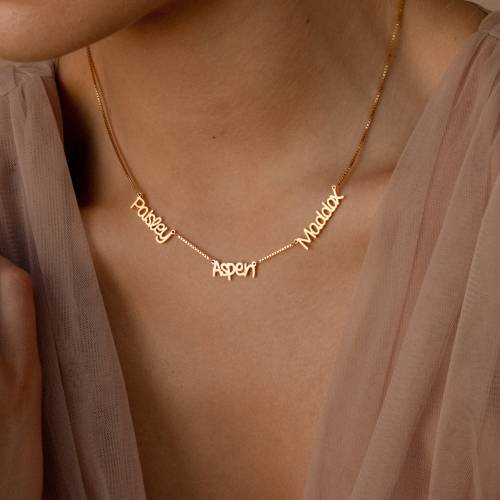 Multi Name Necklace in Box Chain by Caitlyn Minimalist • Custom Name Jewelry • Family Necklace • Gift for Wife • NM91F92