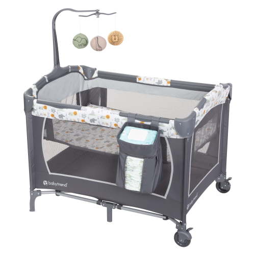 Baby Trend Nursery Center Playard - Animal Jubilee, Grey, Infant