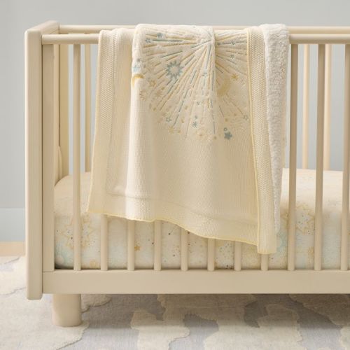 Stars & Moon Knit Sherpa Baby Blanket