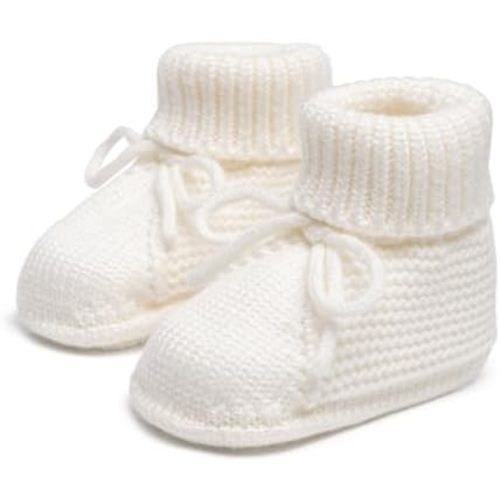 Meckior Baby Booties Newborn First Walkers Cozy Shoes Warm Hand Crochet Knit Soft Socks for Infant Boy Girl