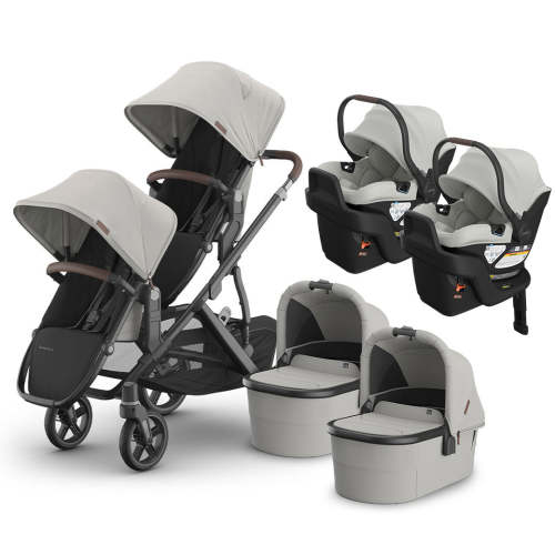 Vista V3 Twin Stroller + Aria V2 Travel System - Savannah / With Bassinets / Savannah