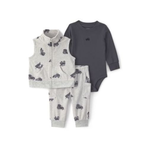 Baby Boys Bodysuit and Pants Set with Vest