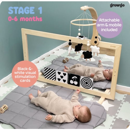 ON SALE | Montessori 3 in 1 Baby Mirror, Tummy Time Gym with Bar – GrowGo Kids
