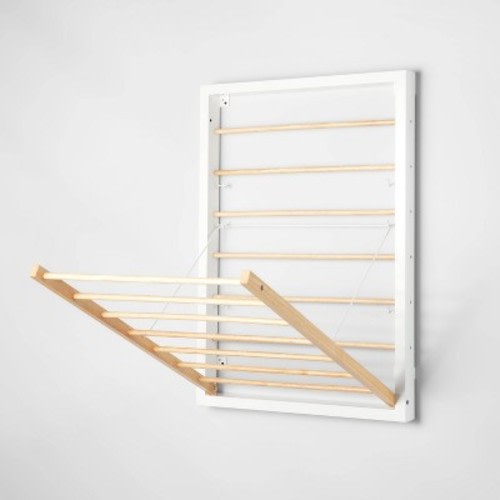 Wall Mounted Drying Rack White - Brightroom™: Folding Pull-Out Steel, 36.42" Height, 10lb Capacity, Adult Assembly Required