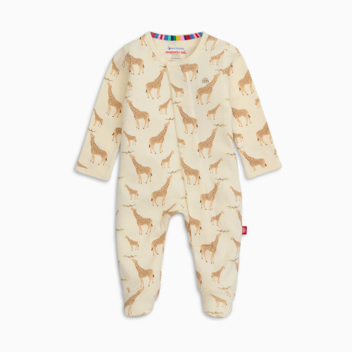 Magnetic Me Organic Cotton Footie - Cream Jolie Giraffe, 0-3 M