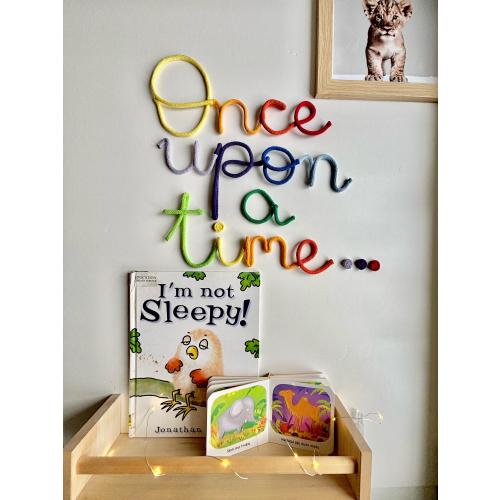 Once upon a time ... rainbow colours bookshelf sign for kids reading corner, library or book nook