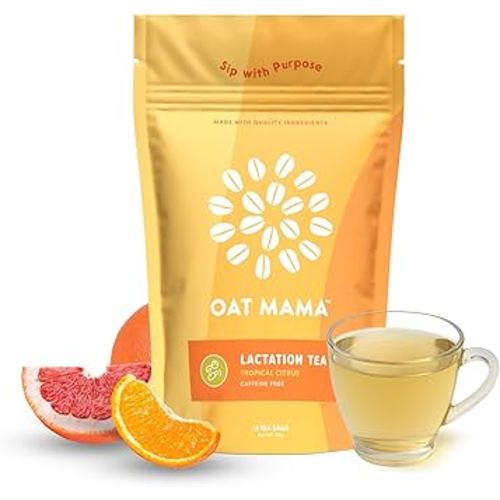 Oat Mama Lactation Tea for Breastfeeding Moms - Tropical Citrus | Breastfeeding Essentials for Milk Supply Increase | Organic Lactation Support & Postpartum Recovery