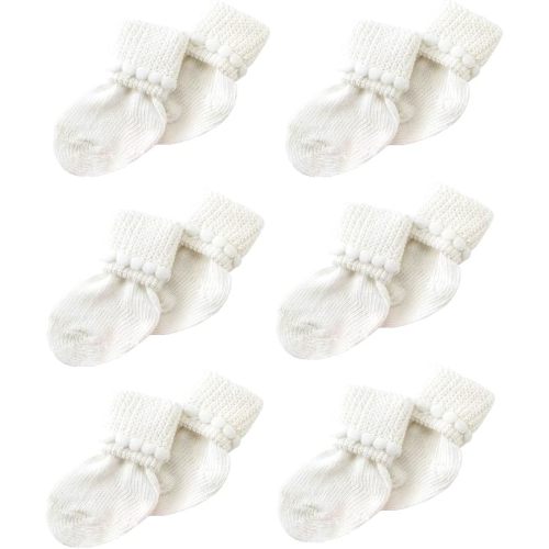 Nurses Choice 6 Pairs Stay-On Baby Socks, Soft Bubble Cuff Cotton Booties 0–3 Months